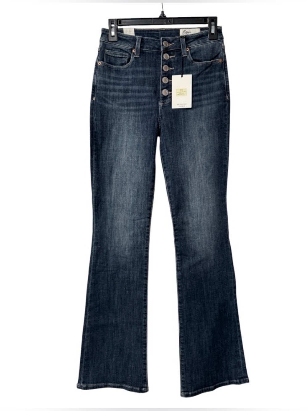 NWT Cosmic Blue Love women’s 26 button up distressed bootcut denim blue jeans